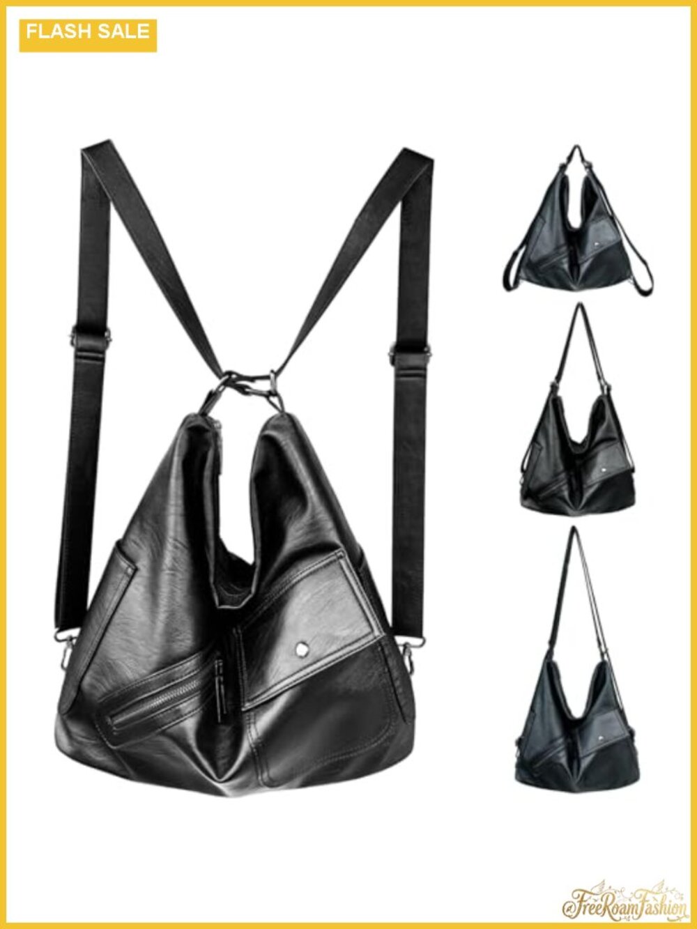 4-in-1 Convertible Crossbody Backpack Purse, Vegan Leather Tote Hobo, Fits 15"
